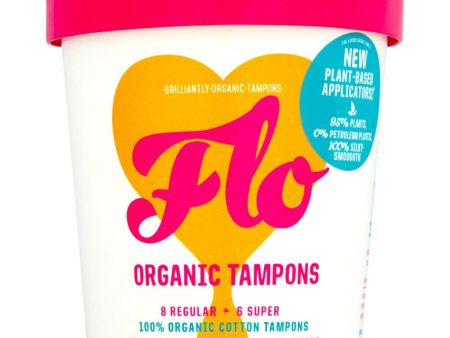 Here We Flo Combo pack of 14 organic tampons 8 Regular + 6 super strength For Cheap